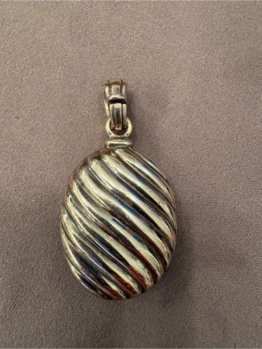 David Yurman 925 Sterling Silver & 18k Gold Sculpted Cable Oval Locket Pendant